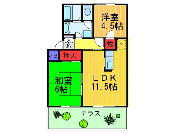 ｼｬﾄﾚｳ`ｴ-ﾙＢ棟の物件間取画像